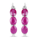 1.81 Carat Genuine Ruby and White Diamond .925 Sterling Silver Earrings-7