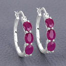 1.81 Carat Genuine Ruby and White Diamond .925 Sterling Silver Earrings-7