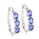 1.99 Carat Genuine Tanzanite and White Diamond .925 Sterling Silver Earrings-6