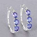 1.99 Carat Genuine Tanzanite and White Diamond .925 Sterling Silver Earrings-7