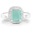 1.73 Carat Genuine Emerald & White Topaz .925 Sterling Silver Ring-3