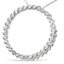 .925 Sterling Silver 3/4 Cttw Round Diamond Spiral Curved Circle Pendant 18" Necklace (I-J Color, I3 Clarity)-2