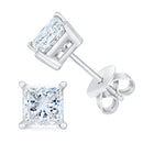 14K White Gold 1.00 Cttw Princess-Cut Square Near Colorless Diamond Classic 4-Prong Solitaire Stud Earrings (G-H Color, SI1-SI2 Clarity)-2