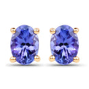 1.24 Carat Genuine Tanzanite 14K Yellow Gold Earrings-5