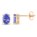 1.24 Carat Genuine Tanzanite 14K Yellow Gold Earrings-6