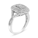 .925 Sterling Silver 1/2 Cttw Round-Cut Diamond Cluster Cushion Ring (I-J , I1-I2) - Size 7-4