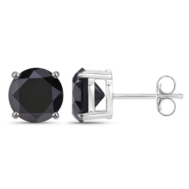 4.25 Carat Genuine Black Diamond 14K White Gold Earrings - 0
