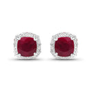 6.12 Carat Dyed Ruby, Ruby and White Topaz .925 Sterling Silver Earrings-4