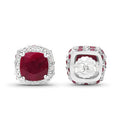 6.12 Carat Dyed Ruby, Ruby and White Topaz .925 Sterling Silver Earrings-6