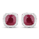 6.12 Carat Dyed Ruby, Ruby and White Topaz .925 Sterling Silver Earrings-5