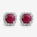 6.12 Carat Dyed Ruby, Ruby and White Topaz .925 Sterling Silver Earrings-8