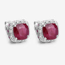 6.12 Carat Dyed Ruby, Ruby and White Topaz .925 Sterling Silver Earrings-9