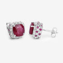 6.12 Carat Dyed Ruby, Ruby and White Topaz .925 Sterling Silver Earrings-10
