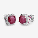 6.12 Carat Dyed Ruby, Ruby and White Topaz .925 Sterling Silver Earrings-11