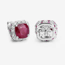 6.12 Carat Dyed Ruby, Ruby and White Topaz .925 Sterling Silver Earrings-12