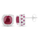 6.12 Carat Dyed Ruby, Ruby and White Topaz .925 Sterling Silver Earrings-6