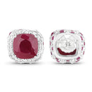 6.12 Carat Dyed Ruby, Ruby and White Topaz .925 Sterling Silver Earrings-7