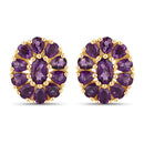 18K Yellow Gold Plated 3.84 Carat Genuine Amethyst .925 Sterling Silver Earrings-2