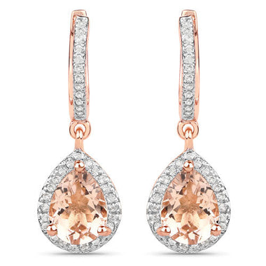 2.03 Carat Genuine Morganite and White Topaz .925 Sterling Silver Earrings