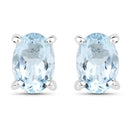 1.20 Carat Genuine Aquamarine .925 Sterling Silver Earrings-4