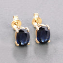 1.90 Carat Genuine Blue Sapphire 10K Yellow Gold Earrings-4