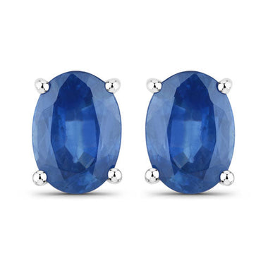 1.90 Carat Genuine Blue Sapphire 14K White Gold Earrings - 0