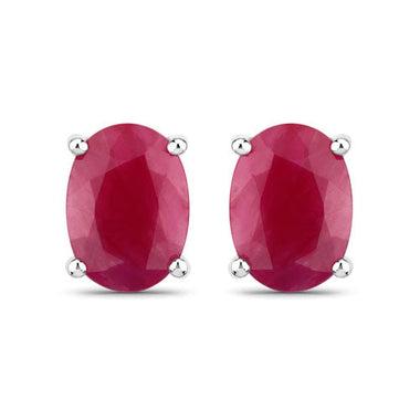 1.70 Carat Genuine Ruby 10K White Gold Earrings
