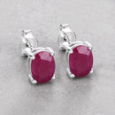 1.70 Carat Genuine Ruby 10K White Gold Earrings-4