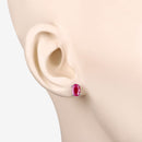 1.70 Carat Genuine Ruby 10K White Gold Earrings-5