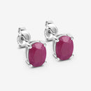 1.70 Carat Genuine Ruby 10K White Gold Earrings-6