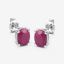 1.70 Carat Genuine Ruby 10K White Gold Earrings-7
