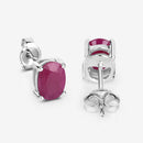 1.70 Carat Genuine Ruby 10K White Gold Earrings-9