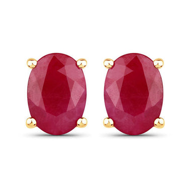 1.70 Carat Genuine Ruby 10K Yellow Gold Earrings