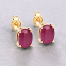 1.70 Carat Genuine Ruby 10K Yellow Gold Earrings-4