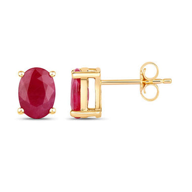 1.70 Carat Genuine Ruby 10K Yellow Gold Earrings - 0