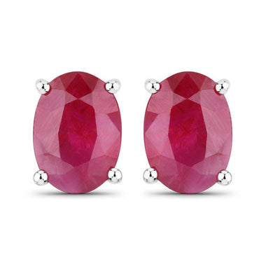 1.70 Carat Genuine Ruby 14K White Gold Earrings - 0
