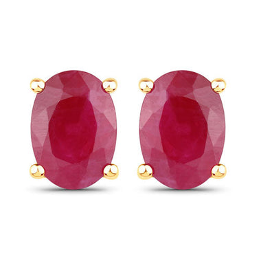 1.70 Carat Genuine Ruby 14K Yellow Gold Earrings - 0