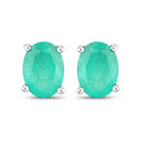 1.44 Carat Genuine Zambian Emerald 10K White Gold Earrings-1