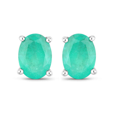 1.44 Carat Genuine Zambian Emerald 10K White Gold Earrings