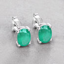 1.44 Carat Genuine Zambian Emerald 10K White Gold Earrings-4