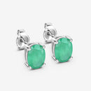 1.44 Carat Genuine Zambian Emerald 10K White Gold Earrings-6