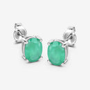 1.44 Carat Genuine Zambian Emerald 10K White Gold Earrings-7