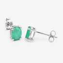 1.44 Carat Genuine Zambian Emerald 10K White Gold Earrings-8
