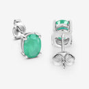 1.44 Carat Genuine Zambian Emerald 10K White Gold Earrings-9