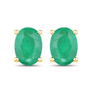 1.44 Carat Genuine Zambian Emerald 10K Yellow Gold Earrings-1