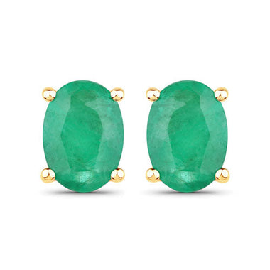 1.44 Carat Genuine Zambian Emerald 10K Yellow Gold Earrings