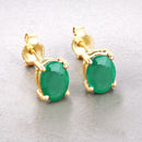 1.44 Carat Genuine Zambian Emerald 10K Yellow Gold Earrings-4