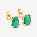 1.44 Carat Genuine Zambian Emerald 10K Yellow Gold Earrings-6