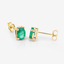 1.44 Carat Genuine Zambian Emerald 10K Yellow Gold Earrings-8