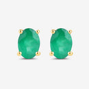 1.44 Carat Genuine Zambian Emerald 10K Yellow Gold Earrings-10